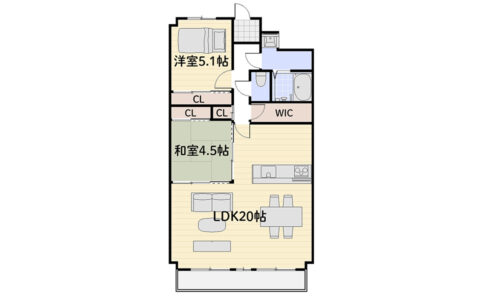 71.39㎡・2LDKの間取り。 収納スペースが豊富です♪(間取)
