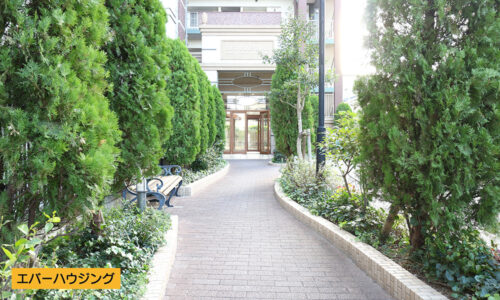 グリーンが映えるエントランス