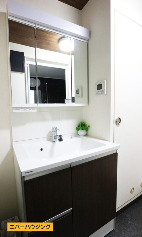 洗面台は女性に嬉しい３面鏡♪