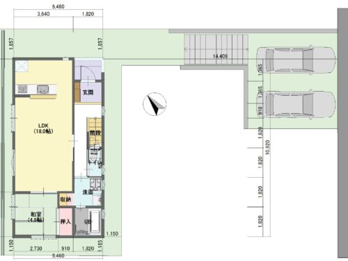 B号地参考プラン例：1階床面積57.14㎡ 参考金額：1721万円（税込）(間取)