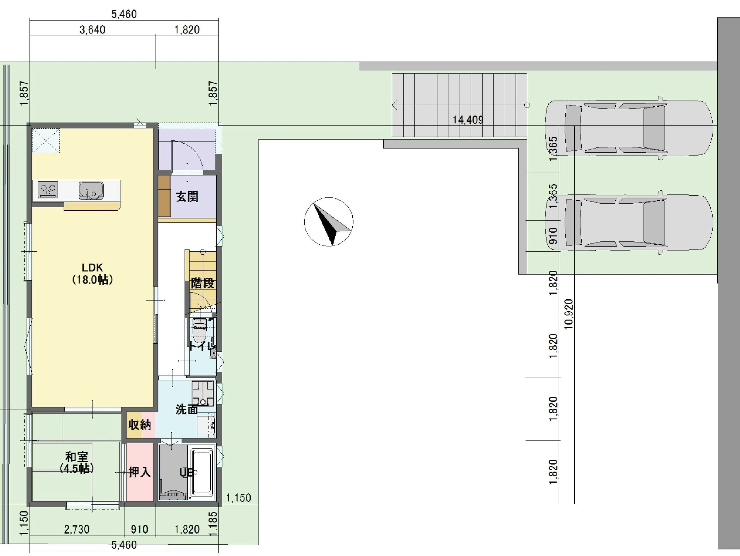 B号地参考プラン例：1階床面積57.14㎡ 参考金額：1721万円（税込）(間取)