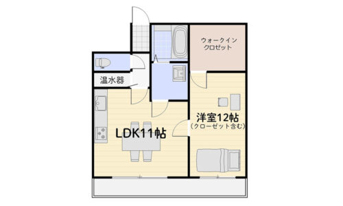 1LDK・56.49㎡/ウォークインクローゼット付きです。(間取)